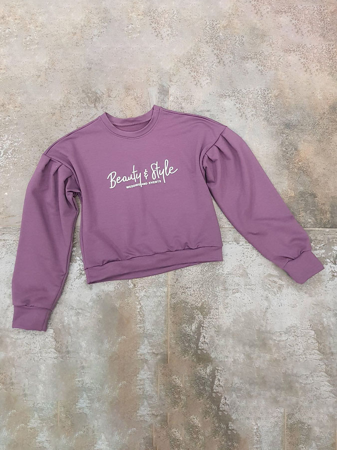 Скорочений світшот для дівчинки Beauty & Style фіолетовий - ціна