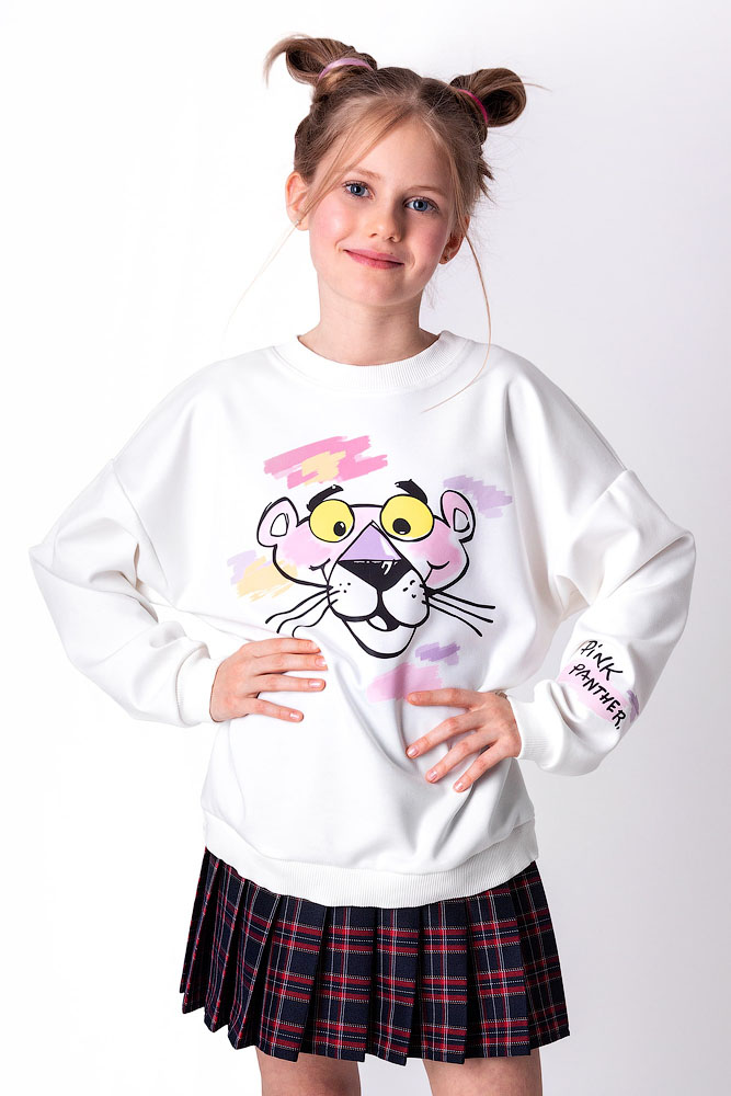Світшот для дівчинки Mevis Pink Panther молочний 4302-01 - ціна