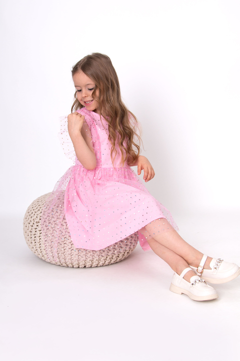 Святкова сукня для дівчинки Mevis Конфетті рожева 5048-03 - ціна