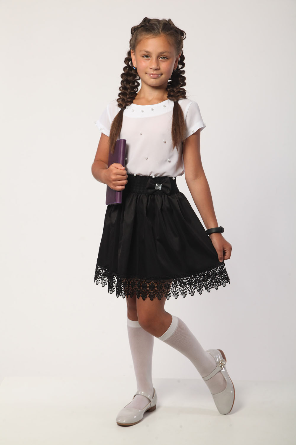 Школьная юбка с кружевом VDAGS Виктория черная - ціна