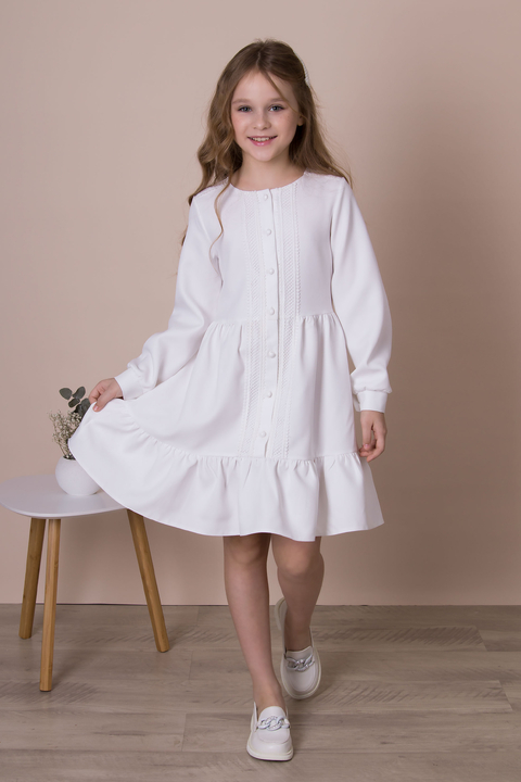 Святкова сукня для дівчинки Mevis Орнамент молочна 5041-01 - ціна