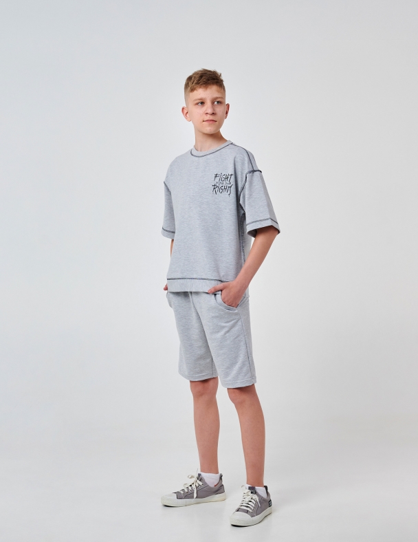 Літній комплект футболка та шорти для хлопчика SMIL сірий меланж 117385 - ціна