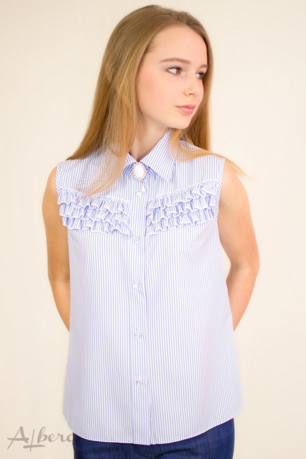 Блузка з коротким рукавом для дівчинки Albero блакитна 5060 - ціна