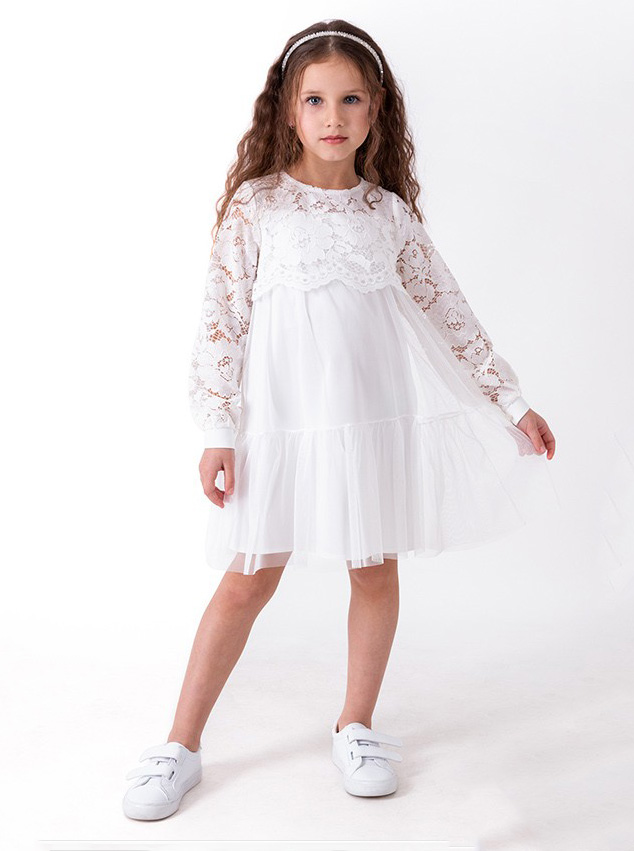 Ошатне плаття для дівчинки Mevis біле 4057-01 - ціна
