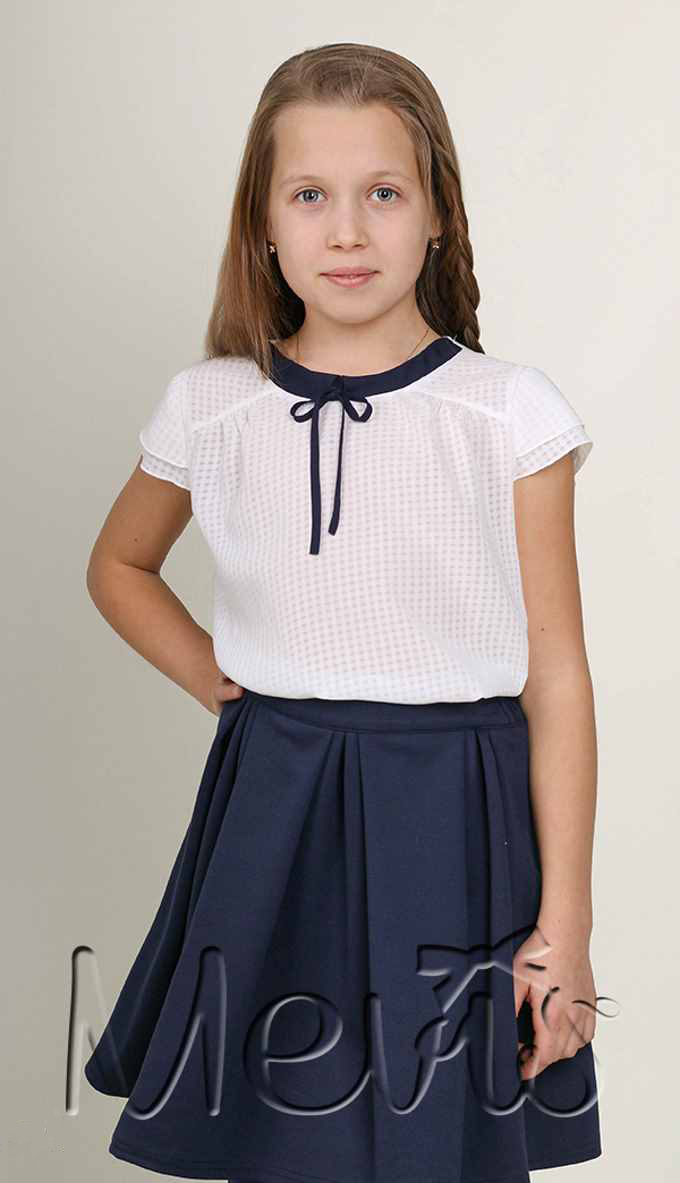 Блузка с коротким рукавом для девочки Mevis белая 2067-04 - ціна