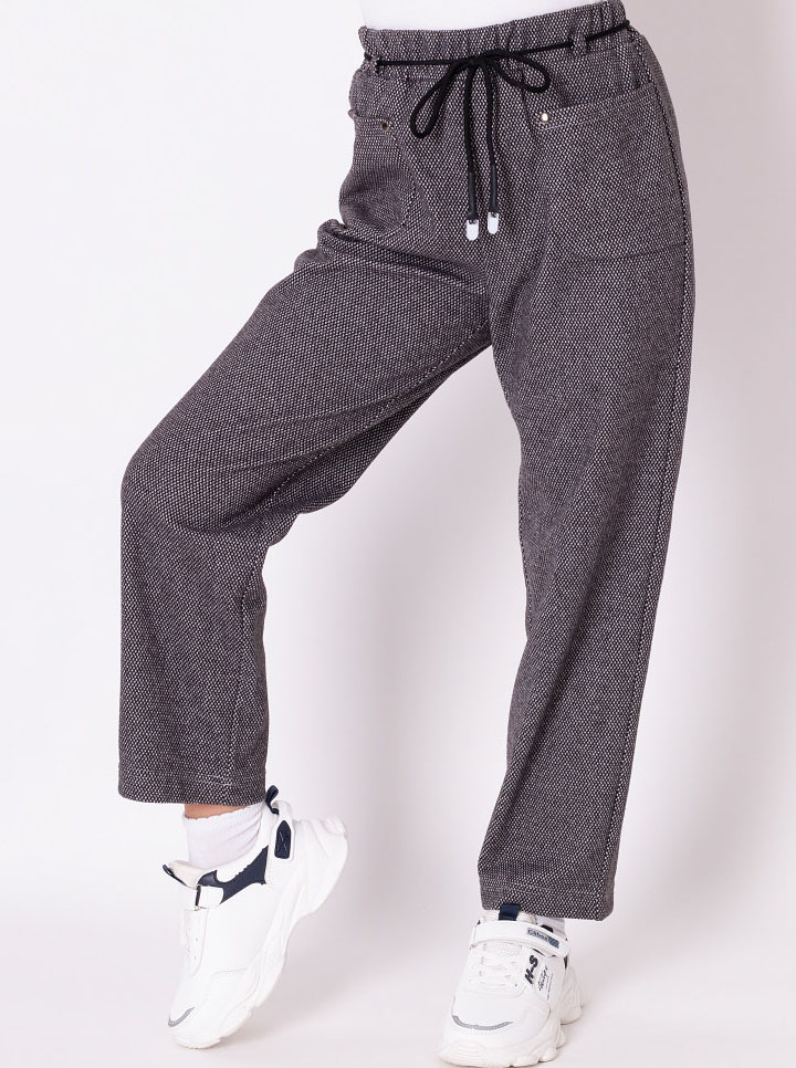 Трикотажні брюки для дівчинки Mevis темно-сірі 3586-01 - ціна