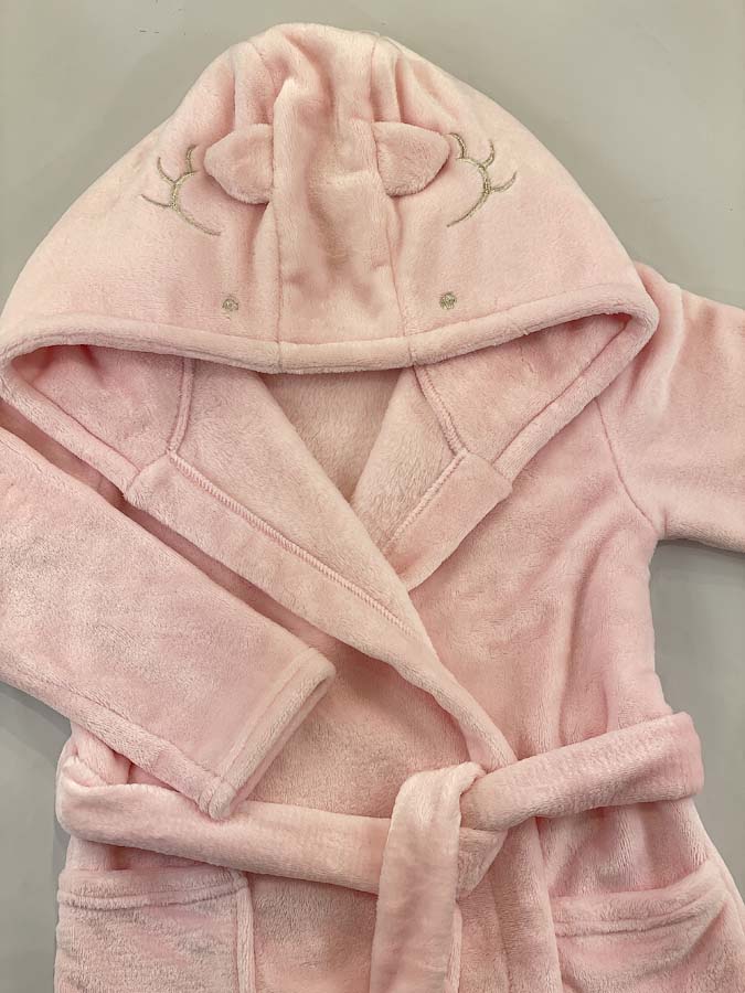 Теплий вельсофт халат для дівчинки Фламінго Бегемотик рожевий 789-900 - розміри