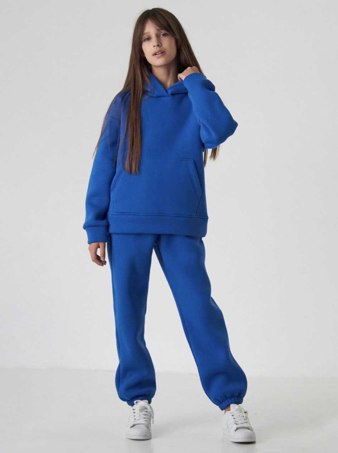 Утеплений спортивний костюм для дівчинки синій електрик 2708-02 - ціна