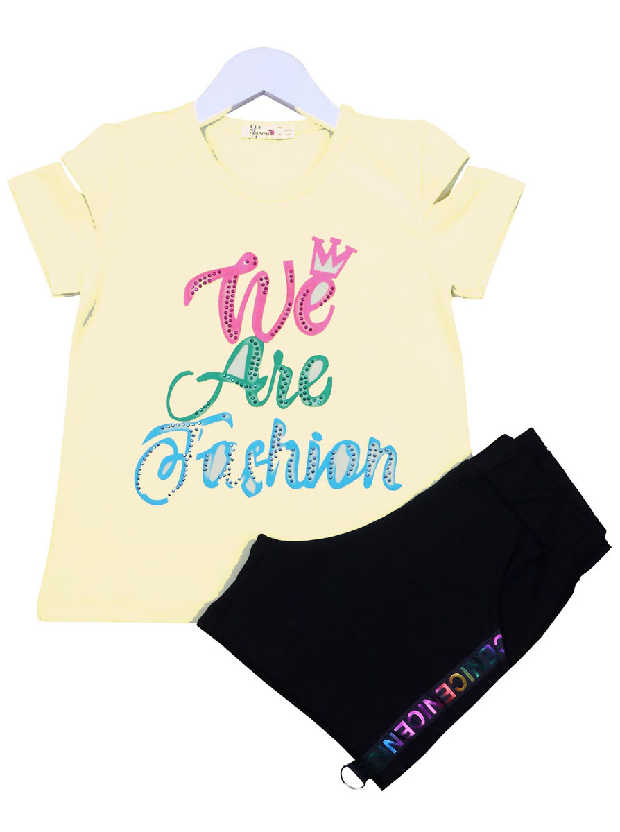 Комплект футболка і шорти для дівчинки Barmy We Are Fashion жовтий 0787 - ціна