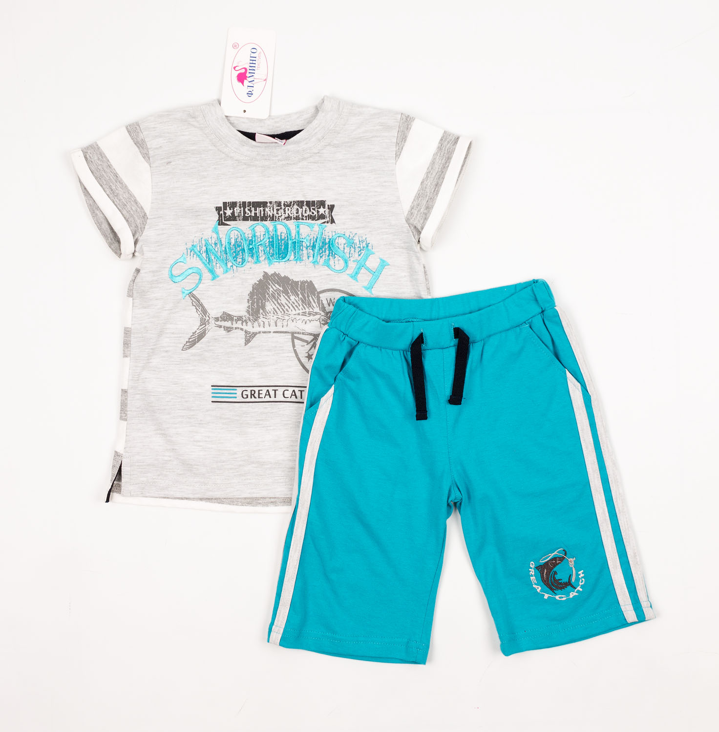 Комплект для хлопчика (футболка + шорти) Фламінго блакитний 905-110 - ціна