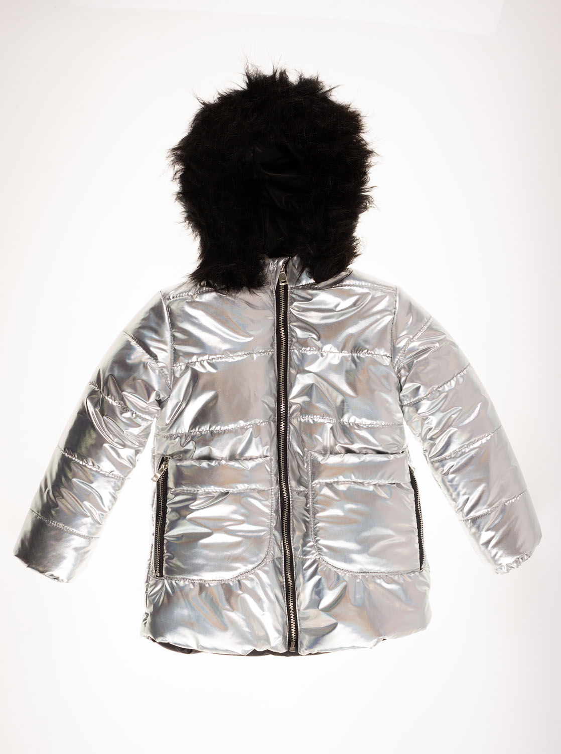 Куртка зимова для дівчинки Одягайко срібна 20252 - ціна