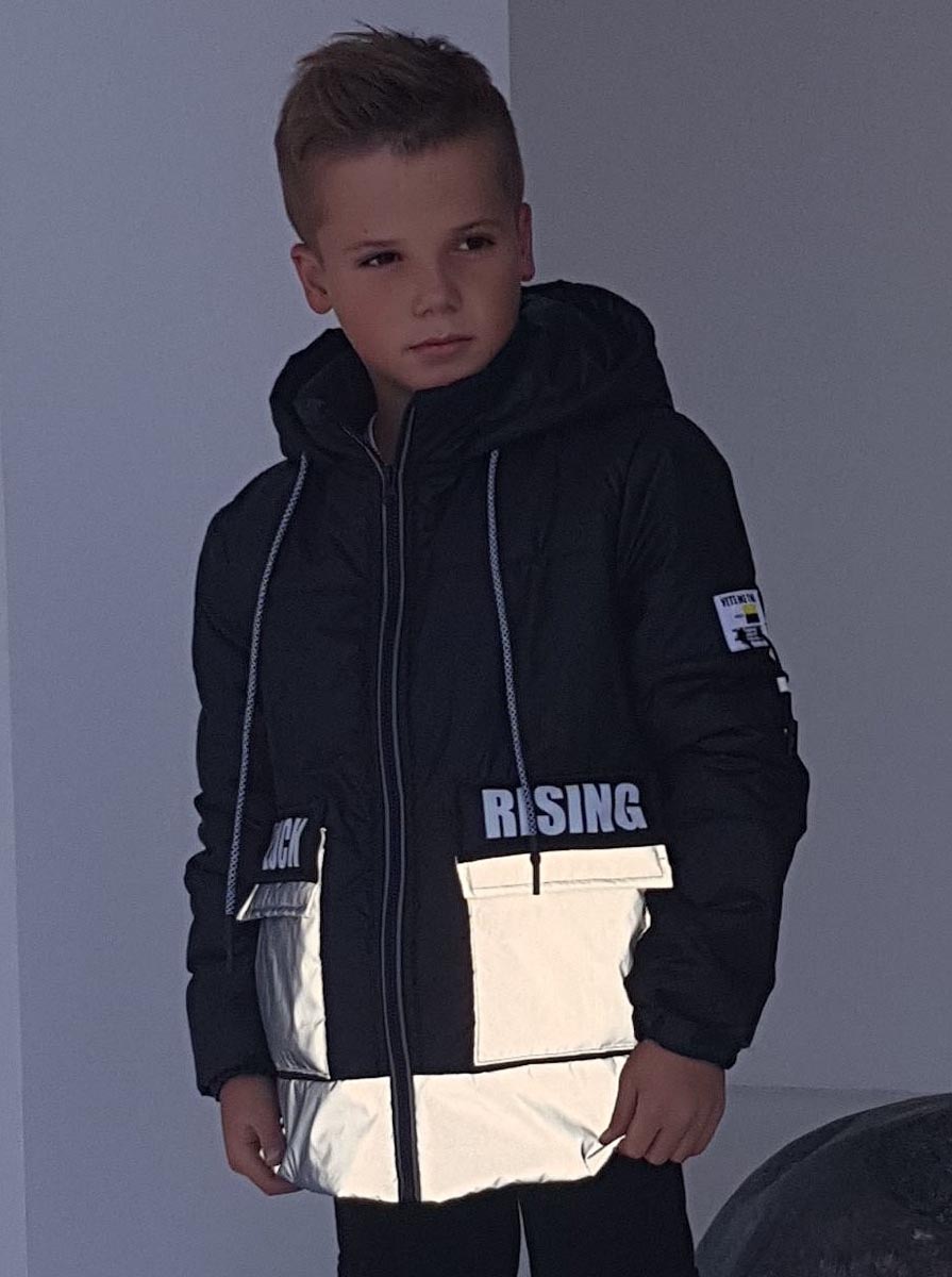 Куртка зі світловідбиваючими вставками Tair kids чорна арт.105 - фото