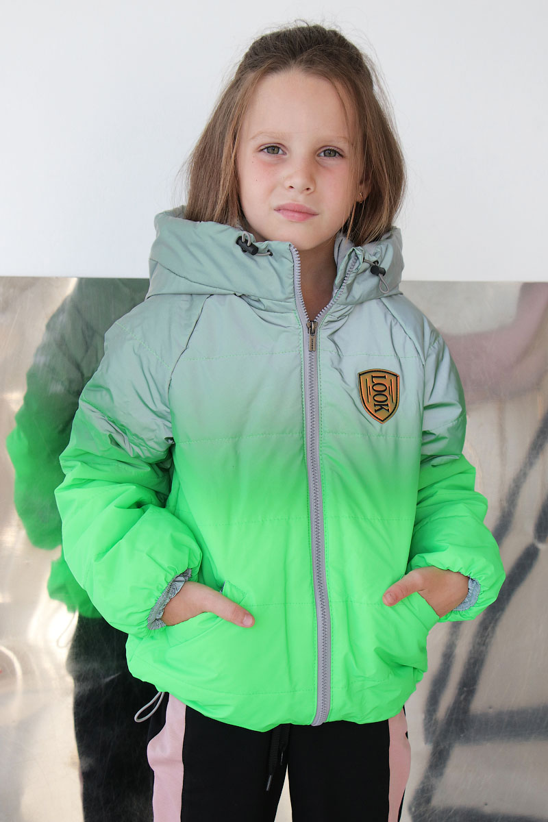 Куртка світловідбивна для дівчинки Kidzo зелена 3445 - ціна