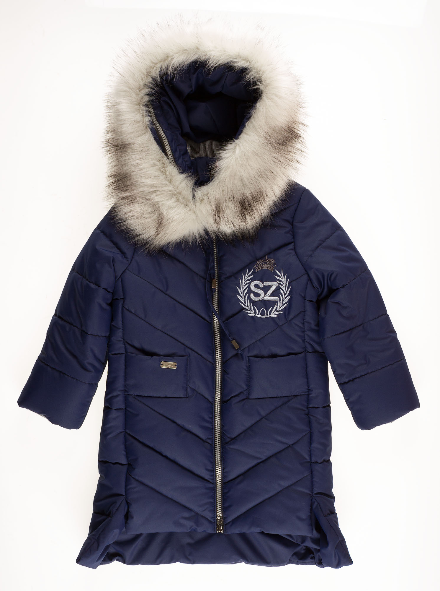Куртка-пальто зимова для дівчинки SUZIE Береніс темно-синя ПТ-36711 - купити