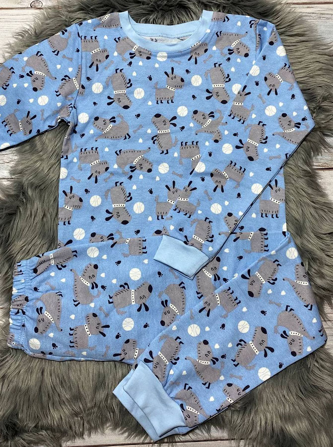 Тепла піжама для хлопчика Фламінго Собачки блакитна 329-307 - ціна