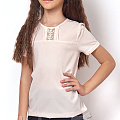 Блузка с коротким рукавом для девочки Mevis пудра 2503-01 - ціна