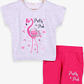 Комплект футболка і шорти для дівчинки Breeze Фламінго сірий 15160 - ціна