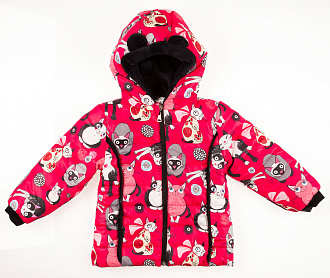 Куртка для девочки ОДЯГАЙКО коты красная 22108 - ціна