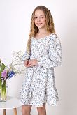 Платье для девочки муслин Mevis Цветочки белое с голубым 5037-02