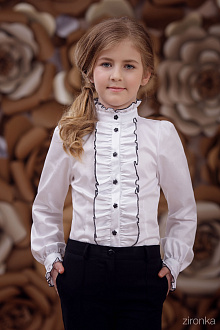 Блузка школьная с жабо Zironka белая 3656-2 - ціна