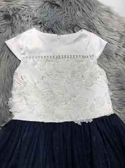 Сукня нарядна для дівчинки Mevis біла з синім 2606-01 - фото