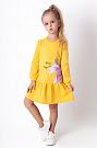 Трикотажное платье для девочки Mevis Единорог желтое 4301-03