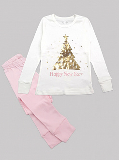 Піжама для дівчинки Фламінго Happy New Year молочна 330-1006 - ціна