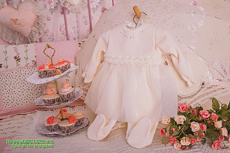 Платье для Крещения девочки HappyTOT Диадема кремовое 5023 - ціна