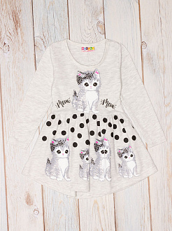 Трикотажна сукня для дівчинки Котик милашка сіре 6895 - ціна