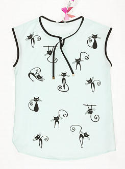 Блузка для девочки MEVIS Коты мята 2095-03 - ціна