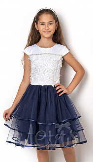 Сукня нарядна для дівчинки Mevis біла з синім 2606-01 - ціна