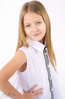 Блузка с коротким рукавом для девочки Albero белая 5088 - купити