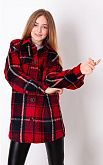 Пальто-рубашка для девочки Mevis красное 3478-02