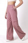 Трикотажные брюки-палаццо для девочки Mevis розовые пудра 4600-01