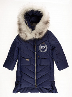 Куртка-пальто зимова для дівчинки SUZIE Береніс темно-синя ПТ-36711 - Київ