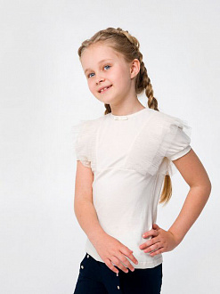Блузка трикотажна з коротким рукавом для дівчинки SMIL молочна 114798 - розміри