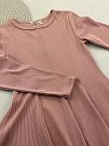 Платье в рубчик для девочки Mevis розовое пудра 4934-01