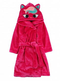 Теплий халат вельсофт для дівчинки Єдиноріжка малиновий 441-909 - ціна
