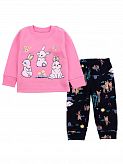 Пижама для девочки Фламинго Кролики розовая 613-221