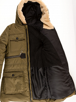 Куртка зимняя для девочки Одягайко хаки 20089 - світлина