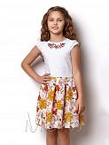 Нарядное платье для девочки Mevis вышивка лён 2443-02