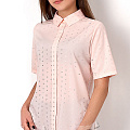 Блузка з коротким рукавом для дівчинки Mevis Серденька персикова 2660-02 - фото