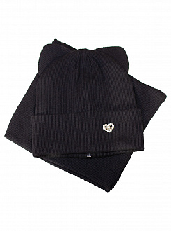 Комплект шапка і хомут для дівчинки Semejka Кейт чорний 9318 - ціна