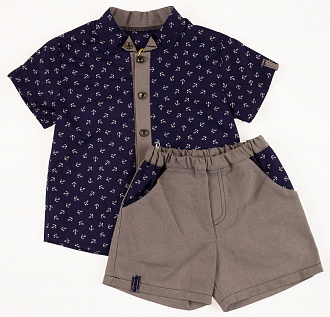 Комплект для мальчика (рубашка+шорты) Маленьке сонечко Чемпион темно-синий - ціна
