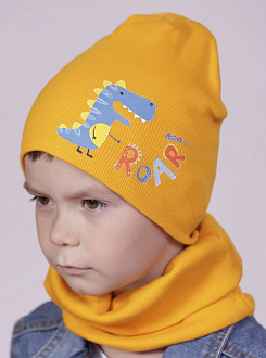 Комплект шапка і хомут дитячий Semejka Діно гірчичний 9322 - ціна