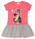 Платье для девочки Barmy Котенок с цветком розовое 0015