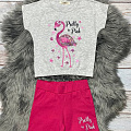 Комплект футболка і шорти для дівчинки Breeze Фламінго сірий 15160 - розміри