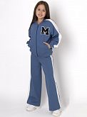 Стильный костюм бомбер и палаццо для девочки Mevis синий индиго 4850-01
