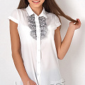 Блузка з коротким рукавом для дівчинки Mevis біла 2710-02 - ціна