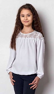 Блузка с кружевом для девочки Mevis белая 2359-02 - ціна